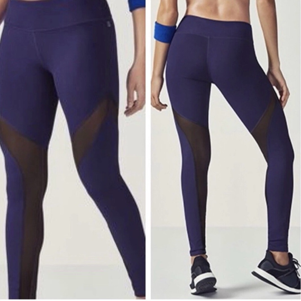 Fabletics Blue Cherish Mid Rise leggings mesh detail comfort workout athletic XS